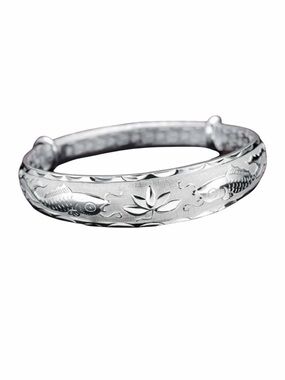 Elegant Sterling Silver Lotus Bracelet NEW
